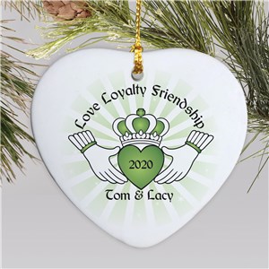 Personalized Ceramic Claddaugh Heart Ornament U741025