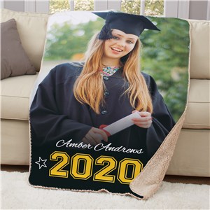 Personalized Graduation Photo Sherpa Throw | Grad Gifts