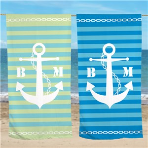 Personalized Anchor Beach Towel | Nautical Beach Towel