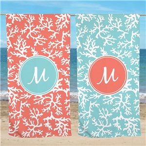 Coral Personalized Beach Throw U945433