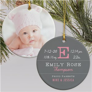 New Arrival Personalized Photo Christmas Ornament | Baby's First Christmas Ornaments