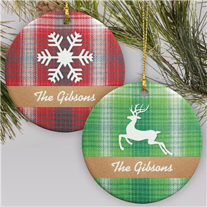 Personalized Plaid Christmas Ornament | Personalized Christmas Ornament