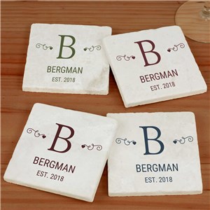 Personalized Family Monogram Marble Coasters U987286