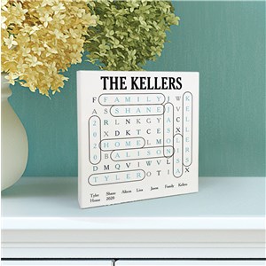 Personalized Square Sign | Wood Block Word Search Sign