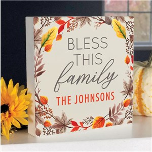 Personalized Fall Decor | Bless This Family Tabletop Sign