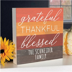 Personalized Fall Decor | Grateful Thankful Blessed Tabletop Sign