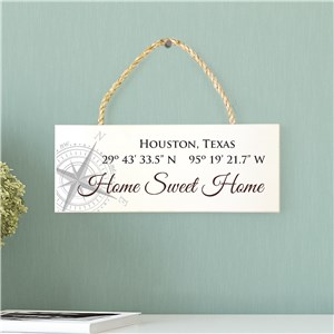 Personalized Coordinate Rope Hanger Sign | Home Sweet Home Sign