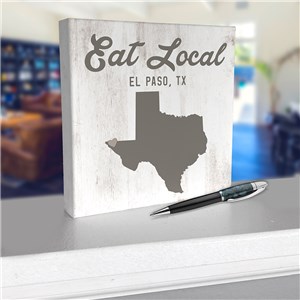 Personalized Eat Local State With Symbol 6x6 Tabletop Sign