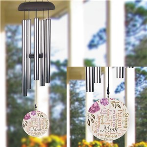 Personalized Water Color Flowers Word Art Wind Chime UV161087