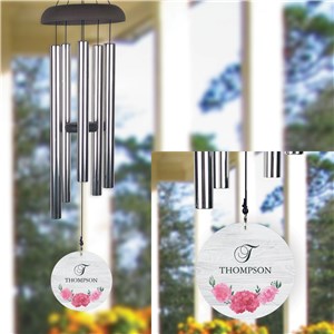 Personalized Pink Peonies Floral Wind Chime