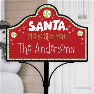 Santa Stop Here Sign | Personalized Christmas Signs