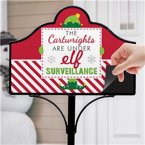 Elf Surveillance Personalized Magnetic Garden Sign | Personalized Garden Signs