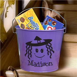 Personalized Purple Halloween Bucket | Personalized Halloween Baskets