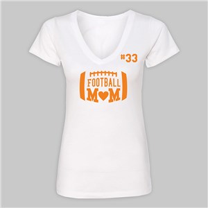 Personalized Football Mom White V-Neck T-Shirt VN310617X