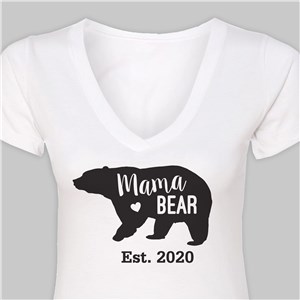 Personalized Mama Bear V-Neck T-Shirt | Personalized Mom Shirt