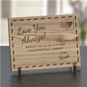 Engraved Love You Always Wood Postcard | Personalized Valentine's Day Presents