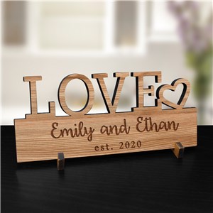 Engraved LOVE Wood Plaque | Customized Valentine's Day Gifts