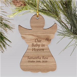 Baby In Heaven Engraved Memorial Ornament | Wood | Personalized Memorial Ornaments