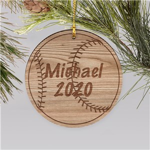 Wooden Personalized Baseball Christmas Ornament | Personalized Baseball Ornaments