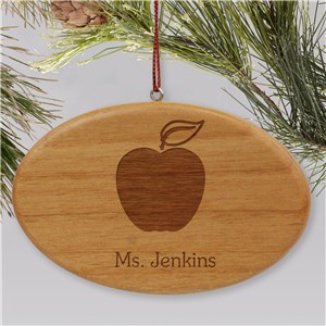 Engraved Teacher Wooden Oval Ornament | Teacher Ornaments