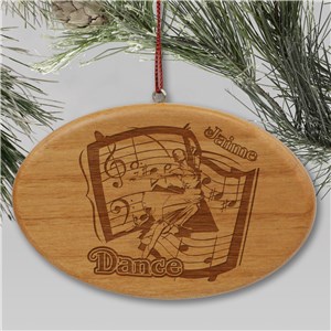 Engraved Dance Wooden Oval Ornament | Personalized Dance Ornament