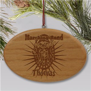 Engraved Marching Band Wooden Oval Ornament | Personalized Marching Band Ornaments