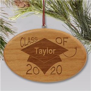 Engraved Class of Wooden Oval Ornament | Graduation Keepsakes