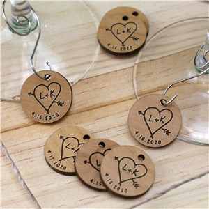 Engraved Wood Initial Wine Charms W95120