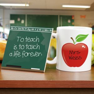 Chalkboard Teacher Personalized Mug and Coaster Set | Personalized Teacher Gifts